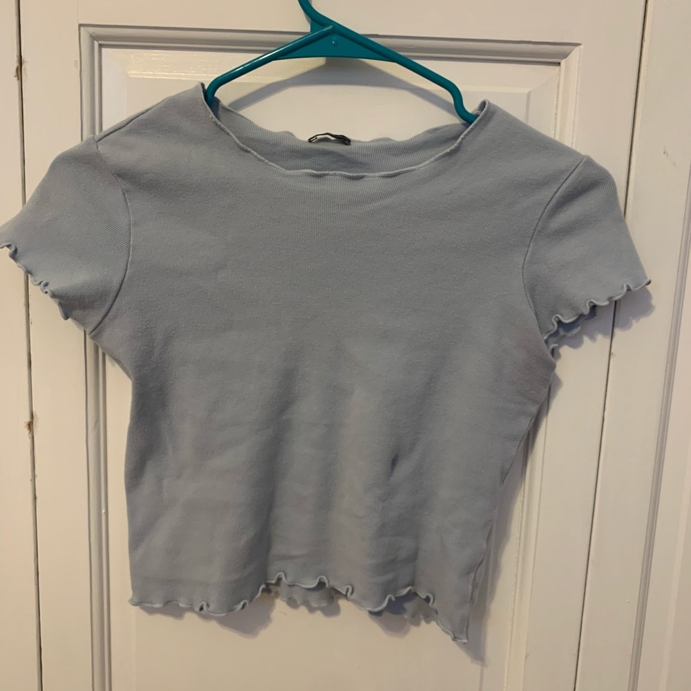 Light Blue Ruffled Brandy Melville top